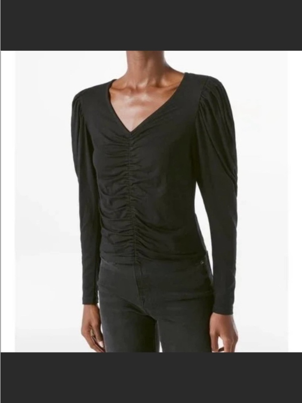 New Joie ruched V neck long sleeve top
